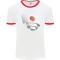 Curled Japan Flag Japanese Day Football Mens Ringer T-Shirt White/Red