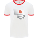 Curled Japan Flag Japanese Day Football Mens Ringer T-Shirt White/Red