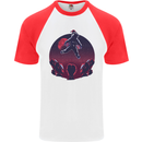 Astronaut Santa & Aliens Christmas Planets Xmas Mens S/S Baseball T-Shirt White/Red