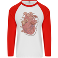 Mushroom Heart Foraging Mycology Mens L/S Baseball T-Shirt White/Red