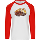 Polygonal Chameleon Mens L/S Baseball T-Shirt White/Red