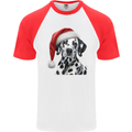 Christmas Dalmatian Wearing a Xmas Hat Dog Mens S/S Baseball T-Shirt White/Red