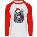 Christmas Samurai Shogun MMA Warrior Mens L/S Baseball T-Shirt White/Red