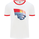 Curled Kiribati Flag Day Football Mens Ringer T-Shirt White/Red