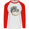 Steampunk Cat Mens L/S Baseball T-Shirt White/Red