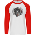 USA Bodybuilding Flag Gym Training Spartan Mens L/S Baseball T-Shirt White/Red