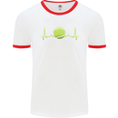 Tennis Player ECG Pulse Mens Ringer T-Shirt White/Red