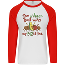 I'm a Vegan My b12 Is Fine Funny Mens L/S Baseball T-Shirt White/Red