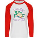 LGBT Turtle Loved By God Gay Pride Mens L/S Baseball T-Shirt White/Red