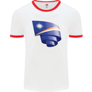 Curled Marshall Islands Flag Day Football Mens Ringer T-Shirt White/Red