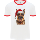 Christmas German Shepherd Xmas Dog Alsatian Mens Ringer T-Shirt White/Red