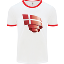 Curled Denmark Flag Danish Day Football Mens Ringer T-Shirt White/Red