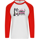 Husky Alaskan I Dont Like People Mornings Mens L/S Baseball T-Shirt White/Red