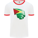 Curled Guyana Flag Guyanese Day Football Mens Ringer T-Shirt White/Red