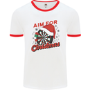 Darts Aim for Christmas Funny Xmas Mens Ringer T-Shirt White/Red