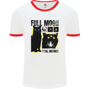 Full Moon Feral Instinct Black Cat Halloween Mens Ringer T-Shirt White/Red