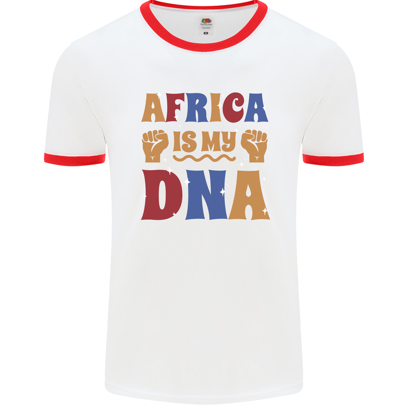 Africa is My DNA Juneteenth Black Lives Matter Mens Ringer T-Shirt White/Red