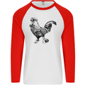 Rooster Camera Photography Photographer Mens L/S Baseball T-Shirt White/Red