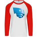 Curled Somalia Flag Somalian Day Football Mens L/S Baseball T-Shirt White/Red