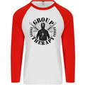 Group Therapy Shooting Hunting Rifle Funny Mens L/S Baseball T-Shirt White/Red