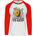 Beekeeper I Have Bees to Keep Mens L/S Baseball T-Shirt White/Red