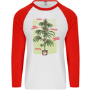 Weed Plant Cannabis Bud Drugs Marijuana Mens L/S Baseball T-Shirt White/Red