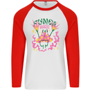 Fungi Magic Mushrooms Trippy LSD Mens L/S Baseball T-Shirt White/Red