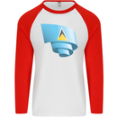 Curled Saint Lucia Flag Lucian Day Football Mens L/S Baseball T-Shirt White/Red