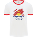 Torn Kiribati Flag Day Football Mens Ringer T-Shirt White/Red