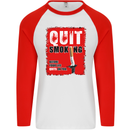 Quit Smoking Before Your Life Quits on You Mens L/S Baseball T-Shirt White/Red