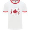 Torn Canada Flag Canadian Day Football Mens Ringer T-Shirt White/Red