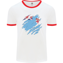 Torn Fiji Flag Fijian Day Football Mens Ringer T-Shirt White/Red