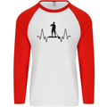 Paddleboard ECG Paddleboarding Pulse Mens L/S Baseball T-Shirt White/Red
