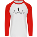 Paddleboard ECG Paddleboarding Pulse Mens L/S Baseball T-Shirt White/Red