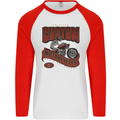 American Custom Motorcycles Biker Motorbike Mens L/S Baseball T-Shirt White/Red