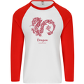 Chinese Zodiac Shengxiao Year of the Dragon Mens L/S Baseball T-Shirt White/Red