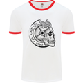 No Pain No Gain Devil Skull Gym Training Mens Ringer T-Shirt White/Red