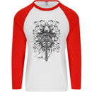 Teutonic Knight St. George's Day Crusader Mens L/S Baseball T-Shirt White/Red