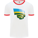 Curled Rwanda Flag Rwandan Day Football Mens Ringer T-Shirt White/Red