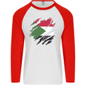 Torn Sudan Flag Sudanese Day Football Mens L/S Baseball T-Shirt White/Red