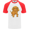 Hungarian Magyar Magyar Vizsla Puppy Dog Mens S/S Baseball T-Shirt White/Red