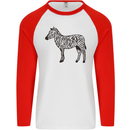 A Zebra Mens L/S Baseball T-Shirt White/Red