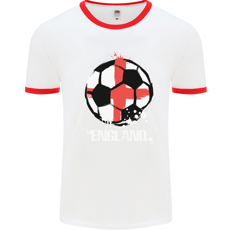 Football England Flag Mens Ringer T-Shirt White/Red