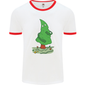Naked Christmas Tree Funny Rude Xmas Naturist Mens Ringer T-Shirt White/Red