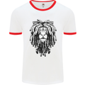A Rasta Lion With Dreadlocks Jamaica Reggae Mens Ringer T-Shirt White/Red