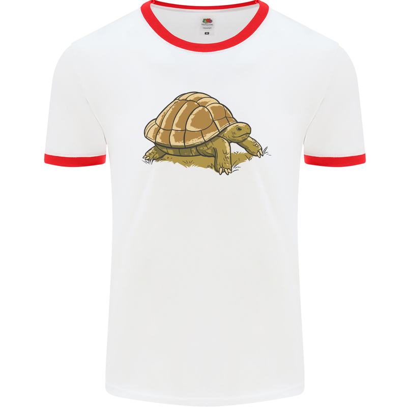 A Brown Tortoise Mens Ringer T-Shirt White/Red