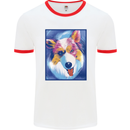 Abstract Australian Shepherd Dog Mens Ringer T-Shirt White/Red