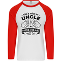 An Uncle Nob Head Looks Like Uncle's Day Mens L/S Baseball T-Shirt White/Red