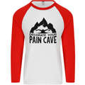 Swimming Pain Cave Swimmer Swim Mens L/S Baseball T-Shirt White/Red