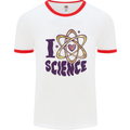 I Love Science Physics Chemistry Biology Geek Mens Ringer T-Shirt White/Red